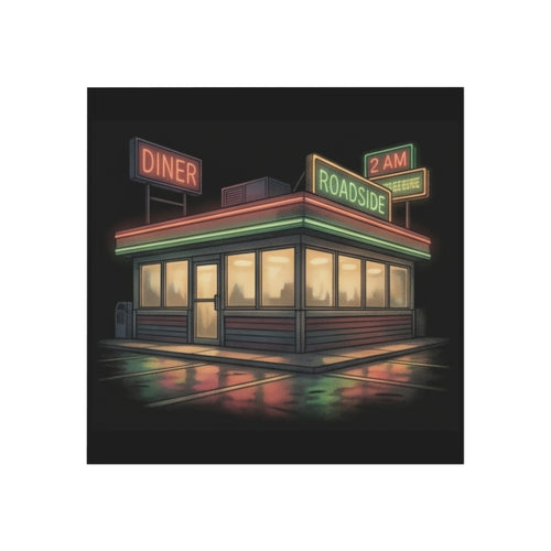 2 AM Roadside Diner | Square Fridge Magnet