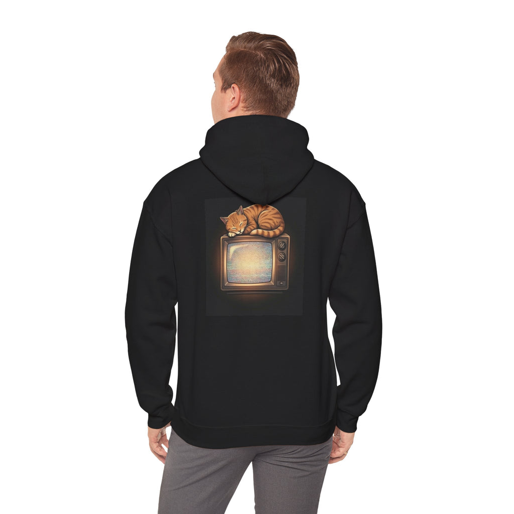 CRT TV Cat | Print on Back Hoodie