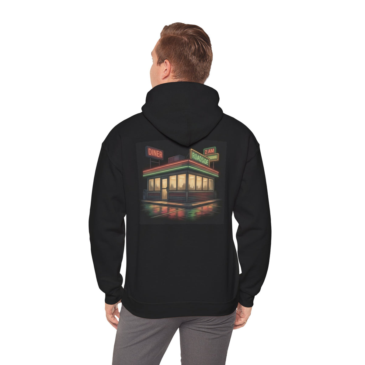 2 AM Roadside Diner | Print on Back Hoodie