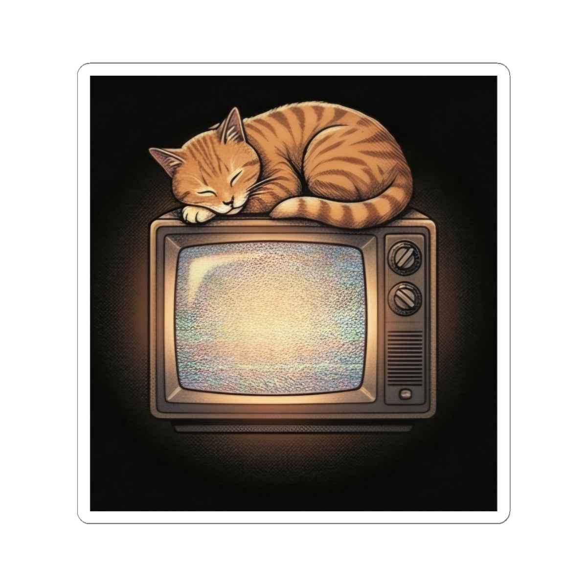 CRT TV Cat Sticker | Kiss-Cut Sticker