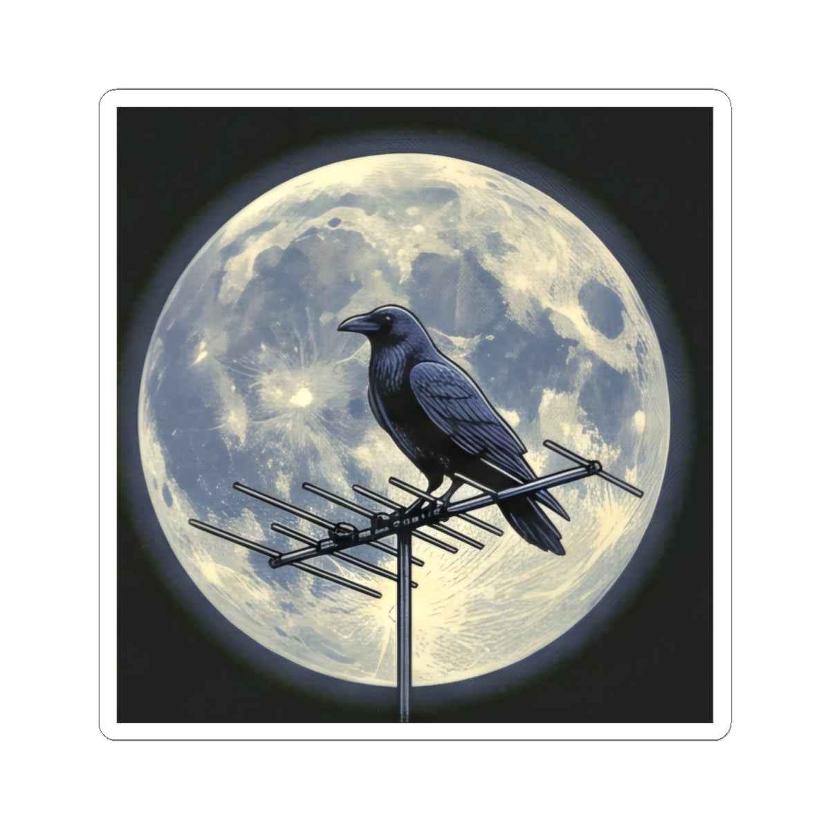 Crow on Antenna | Kiss-Cut Sticker