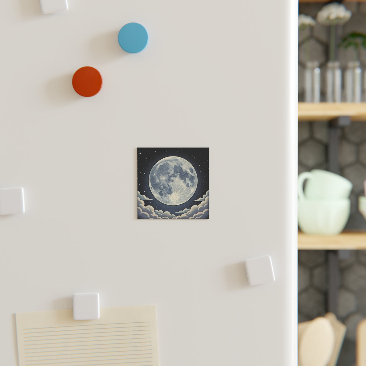 Static Moon | Square Fridge Magnet