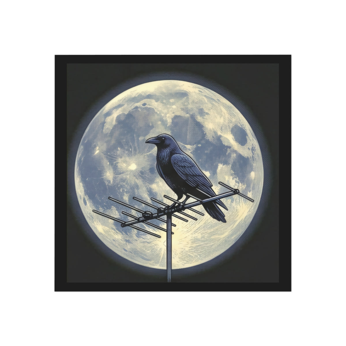 Crow on Antenna | Square Fridge Magnet