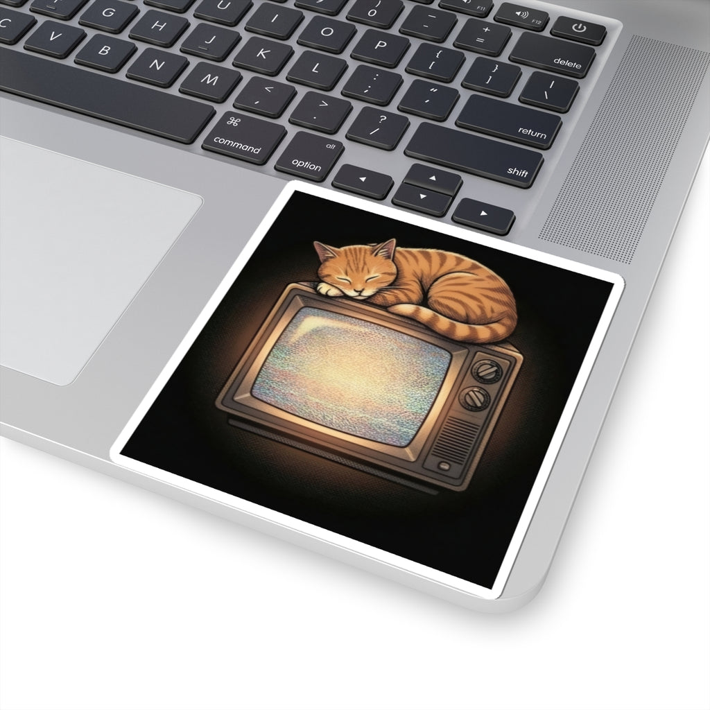 CRT TV Cat Sticker | Kiss-Cut Sticker