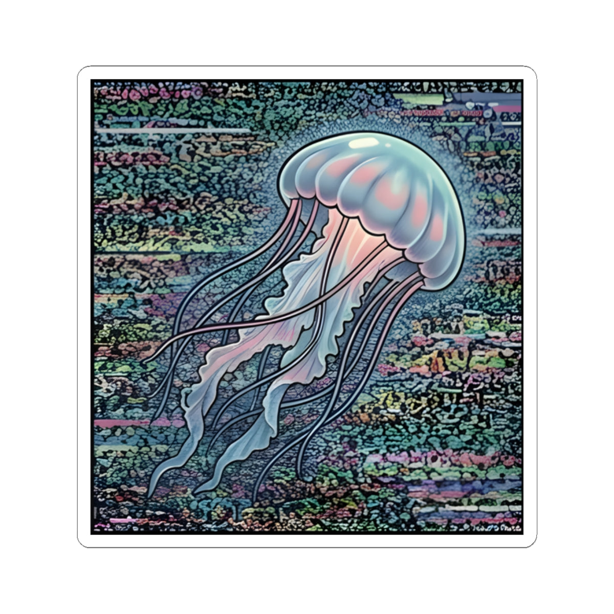 Glitched Jellyfish | Kiss-Cut Sticker