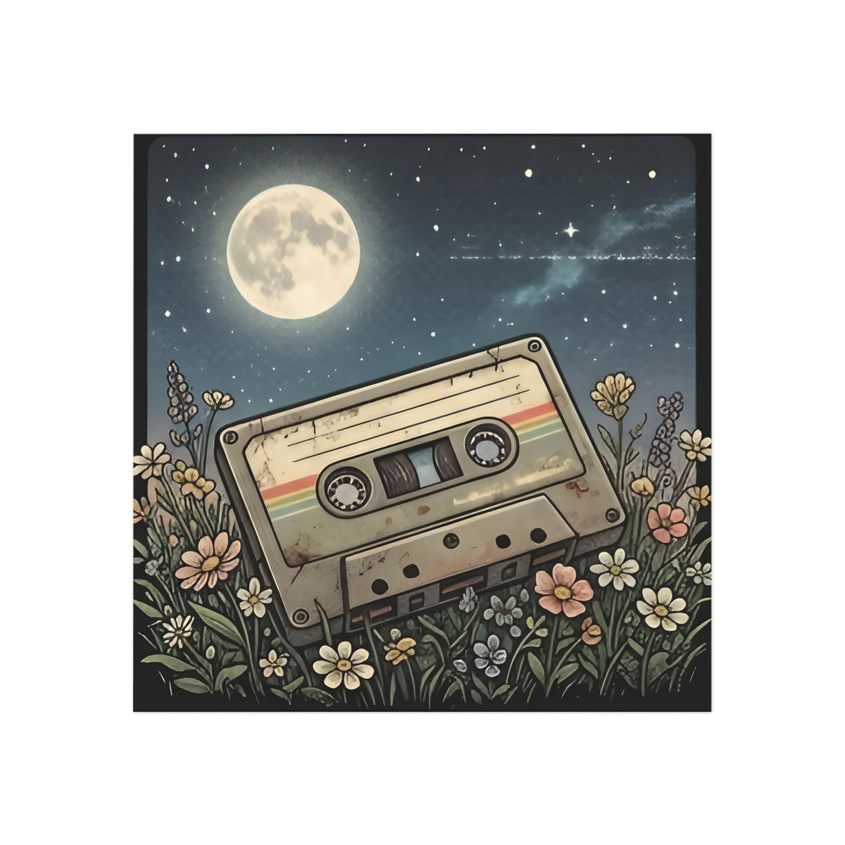 Cassette Moon | Square Fridge Magnet