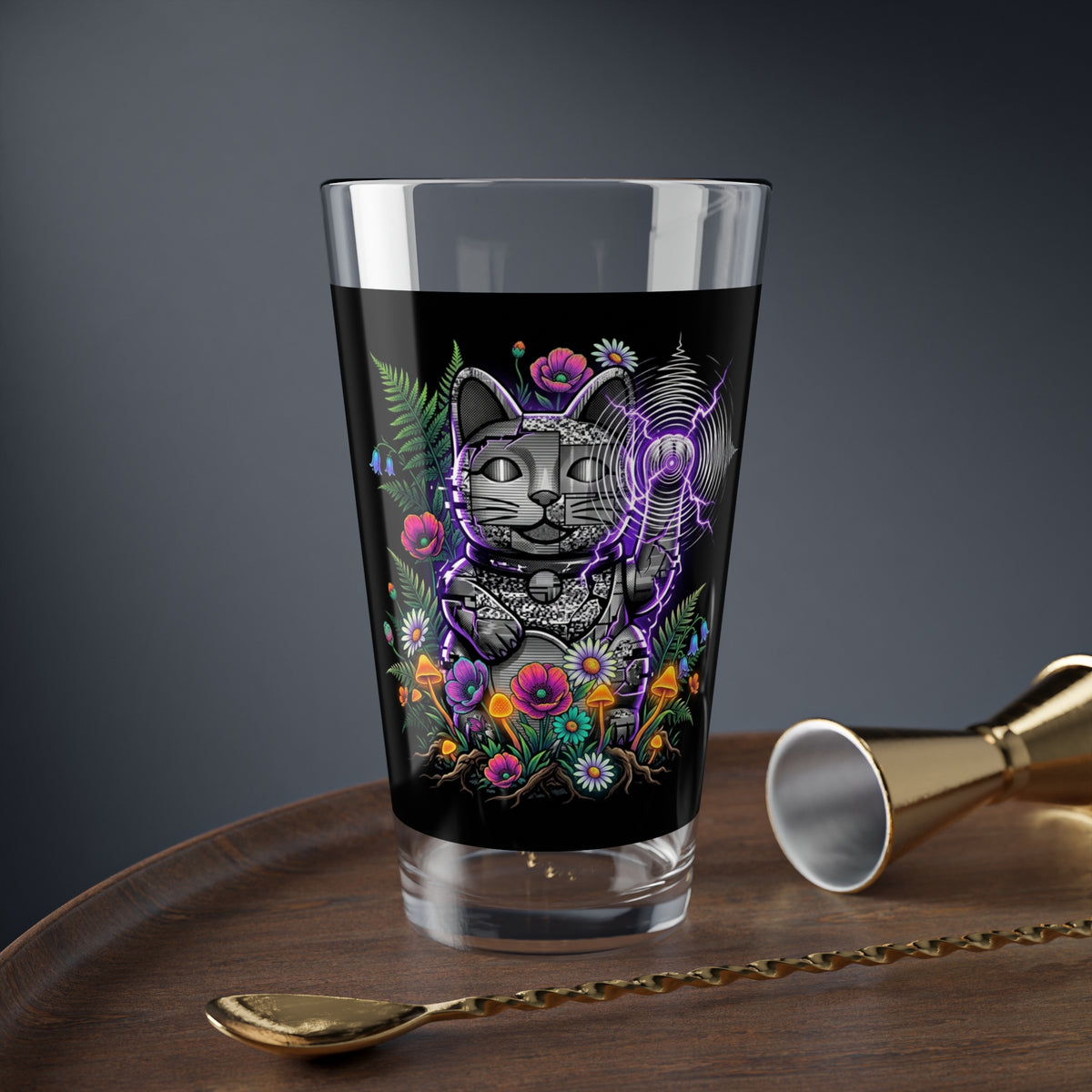 Kinetic Static Cat | 16oz Glass