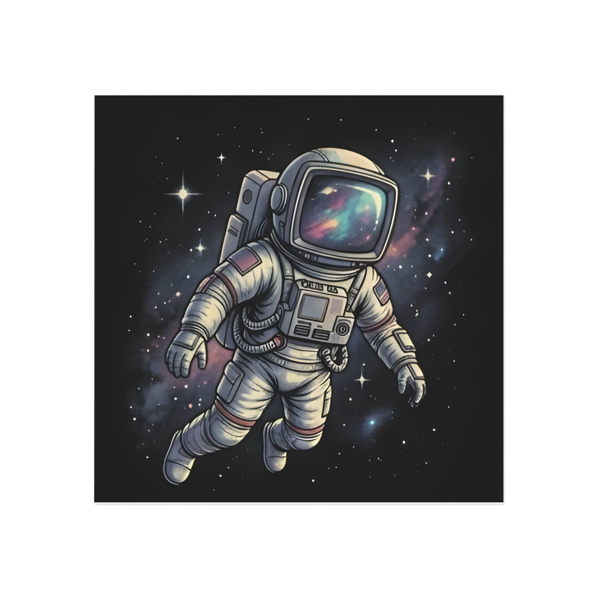 Floating Astronaut | Square Fridge Magnet