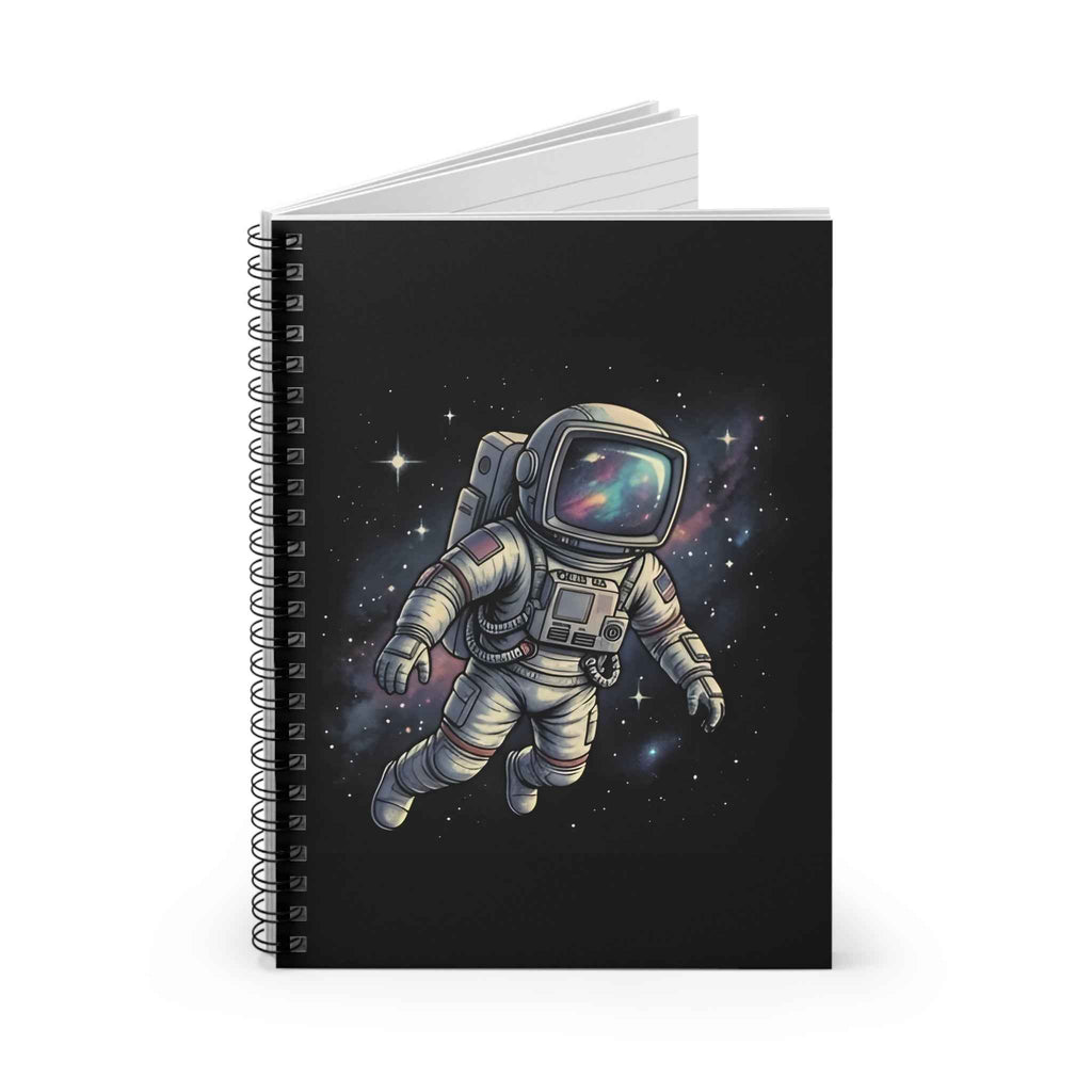 Floating Astronaut Galaxy Spiral Notebook — Ruled Space Journal