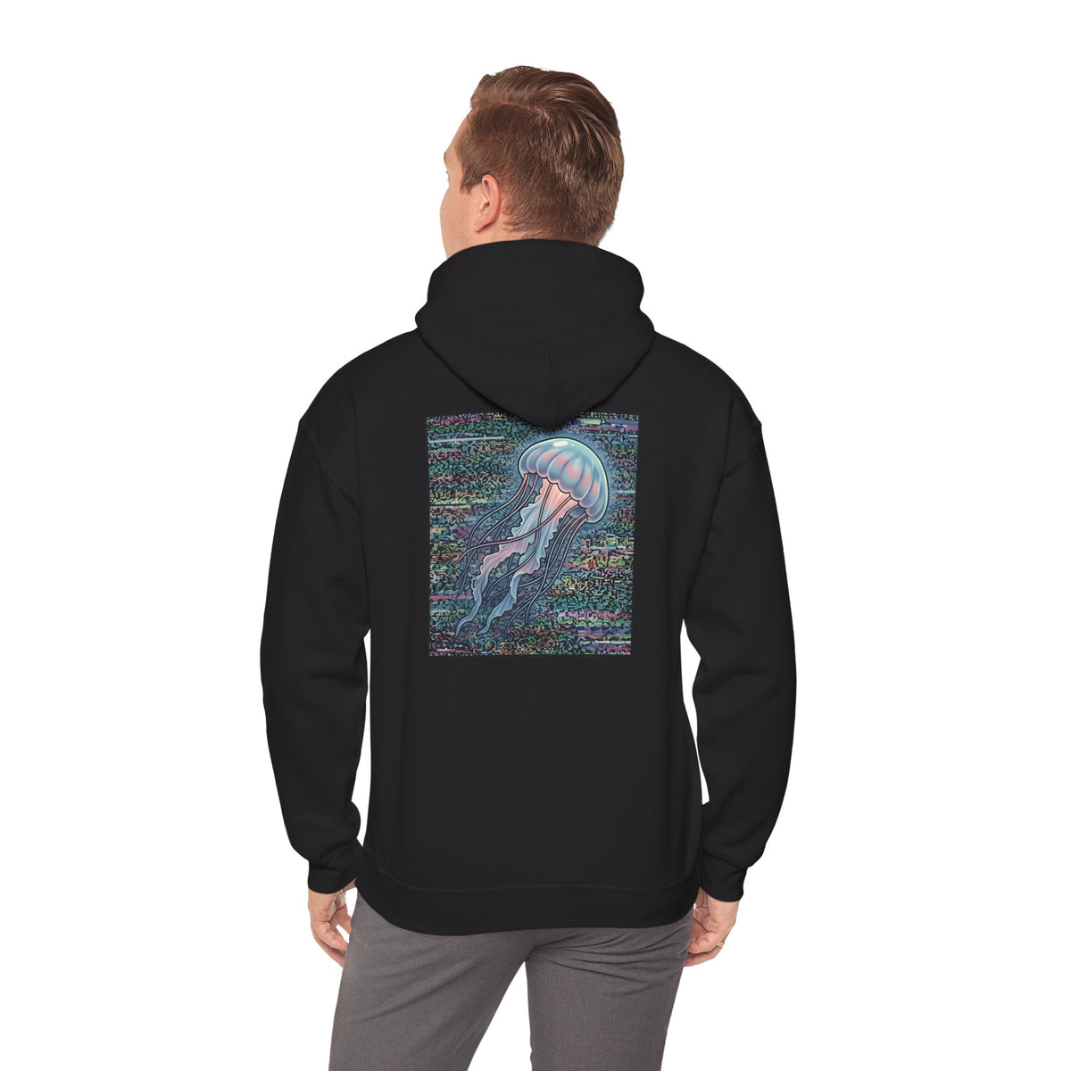 Glitched Jellyfish | Print on Back Hoodie