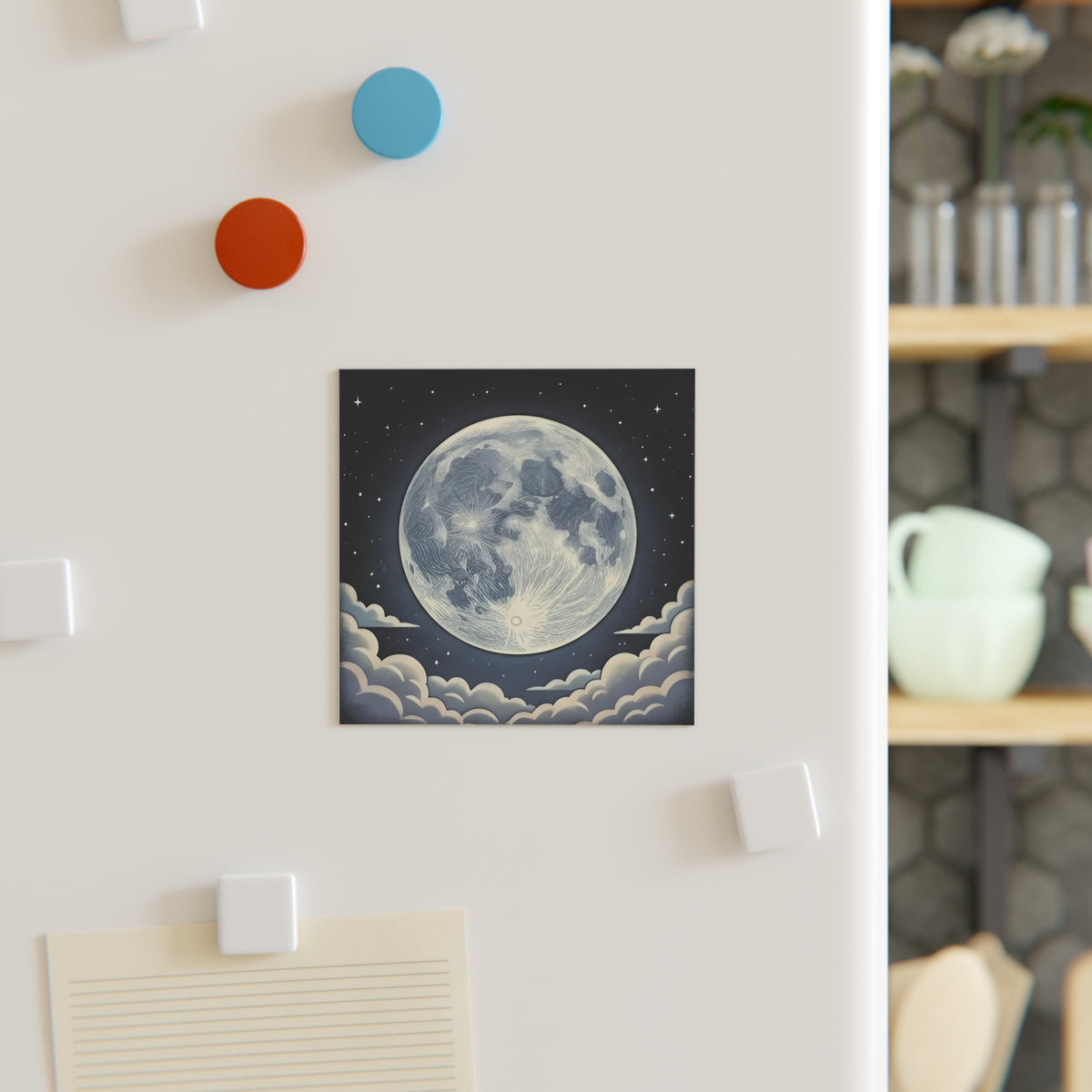 Static Moon | Square Fridge Magnet