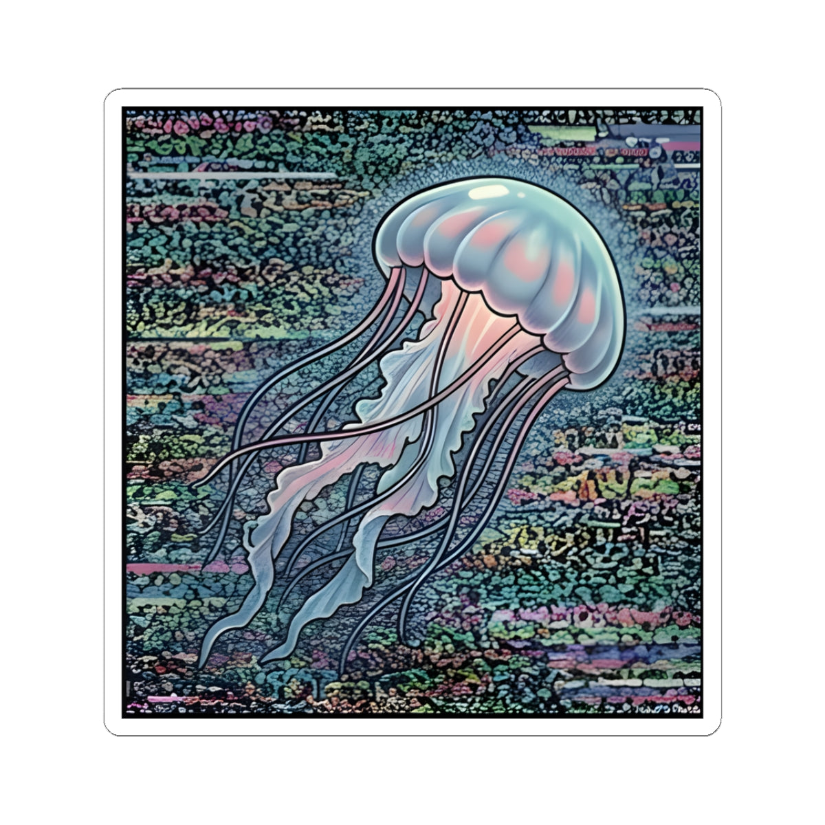 Glitched Jellyfish | Kiss-Cut Sticker