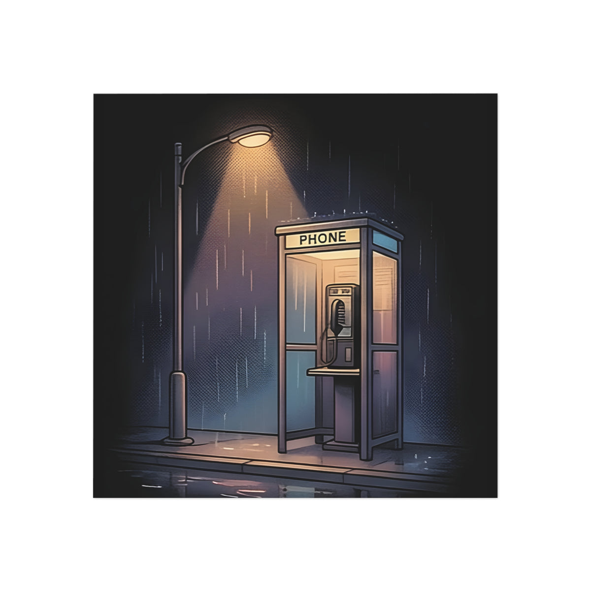 Midnight Pay Phone | Square Fridge Magnet