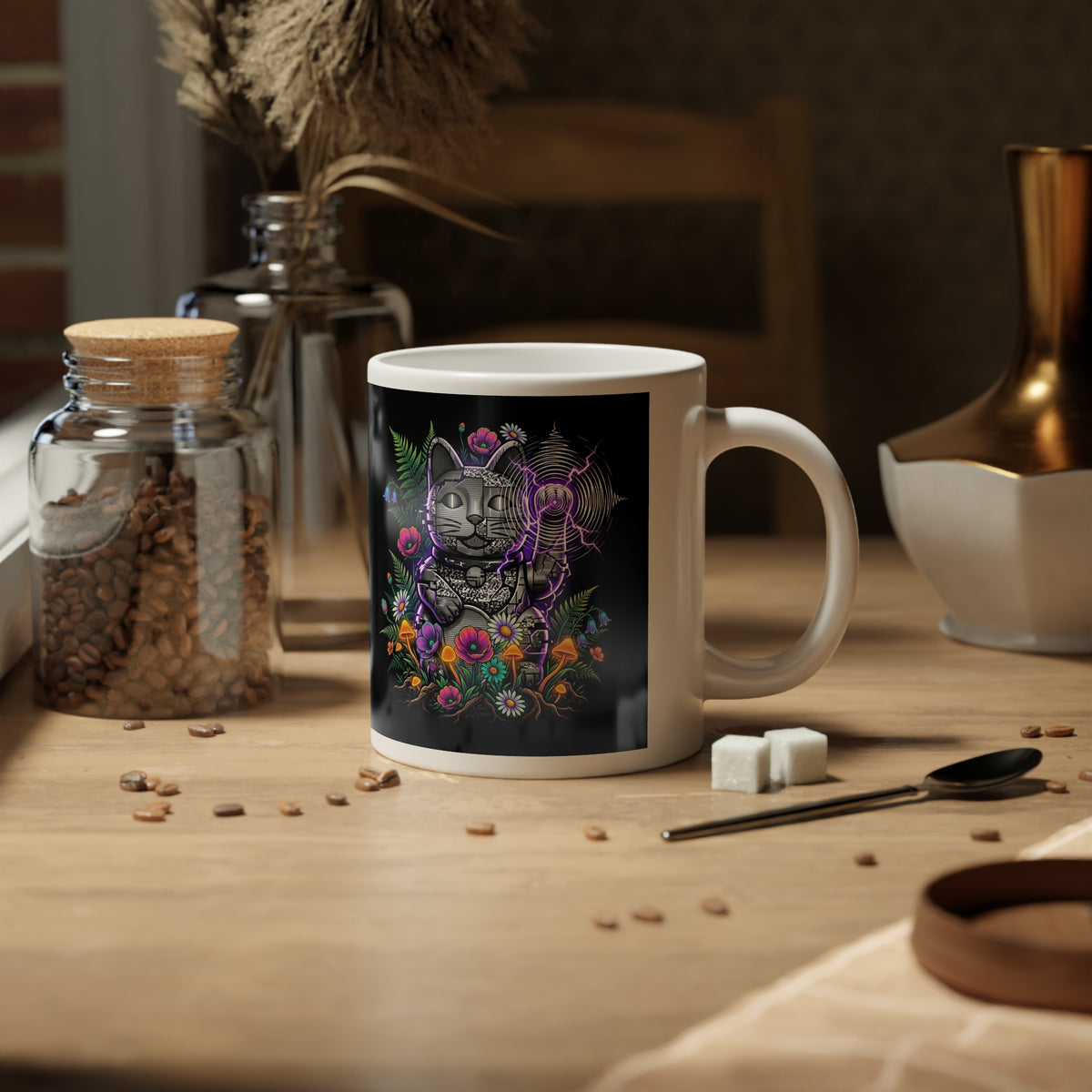 Kinetic Static Cat | 20 oz Coffee Mug