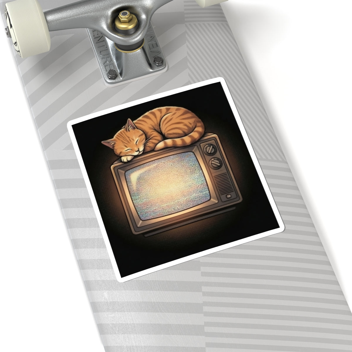 CRT TV Cat Sticker | Kiss-Cut Sticker
