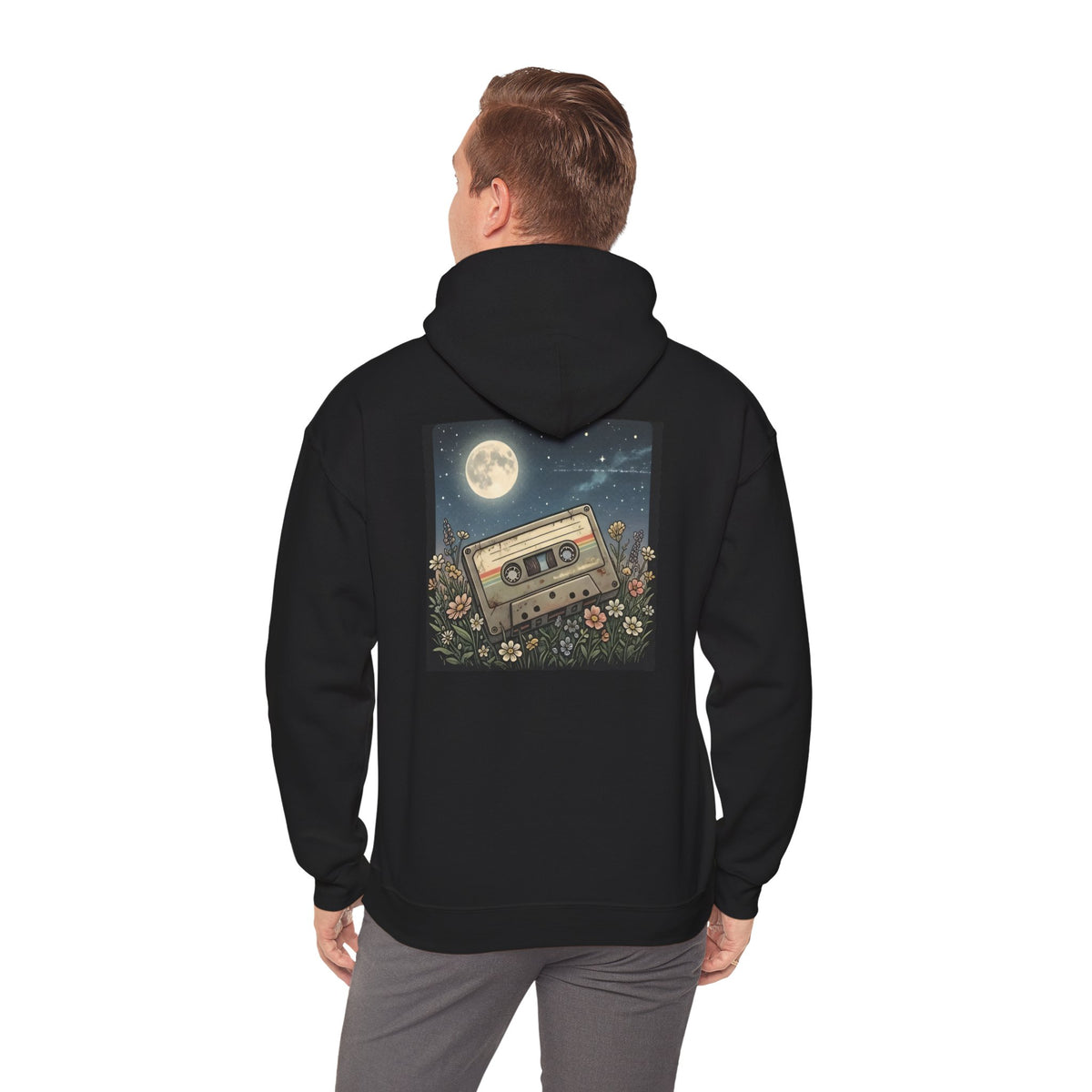 Cassette Moon | Print on Back Hoodie
