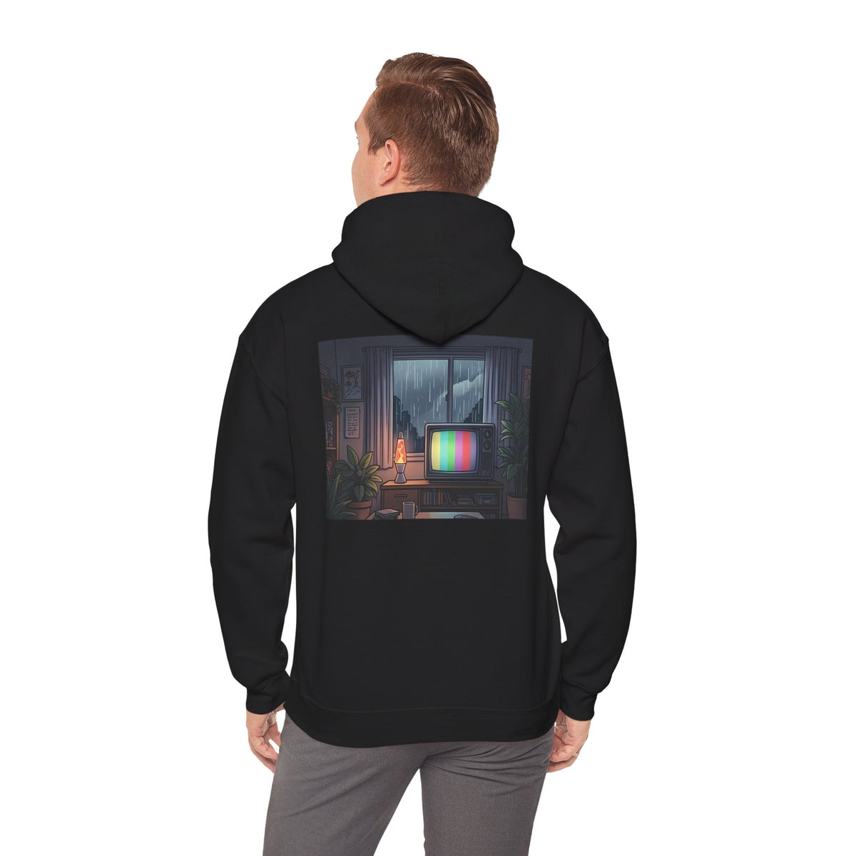 Rainy Night Broadcast | Print on Back Hoodie