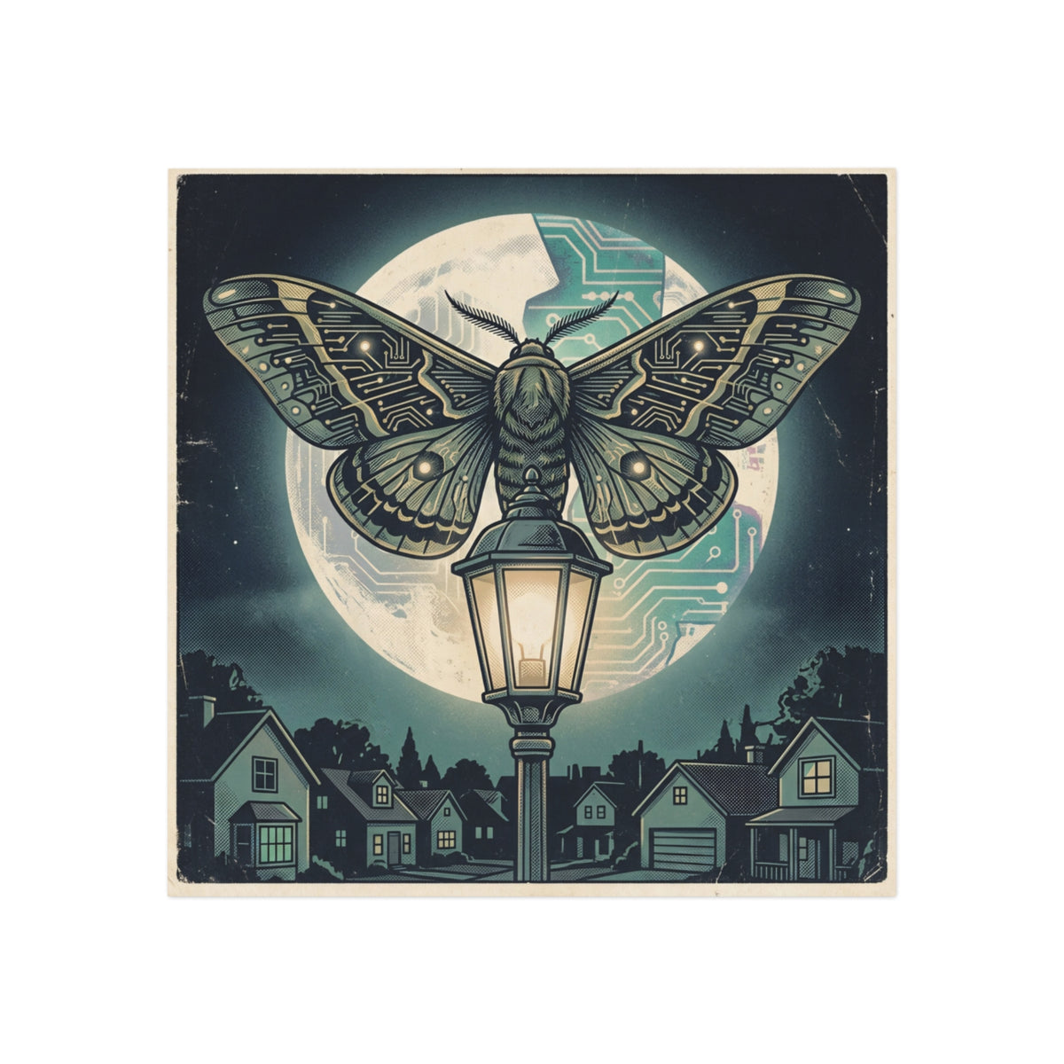 Circuit Moth | Square Fridge Magnet