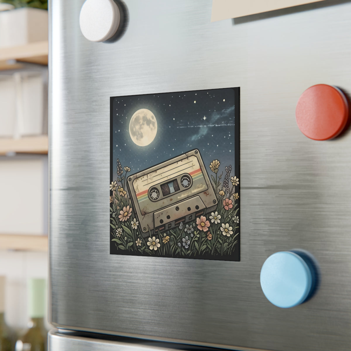 Cassette Moon | Square Fridge Magnet