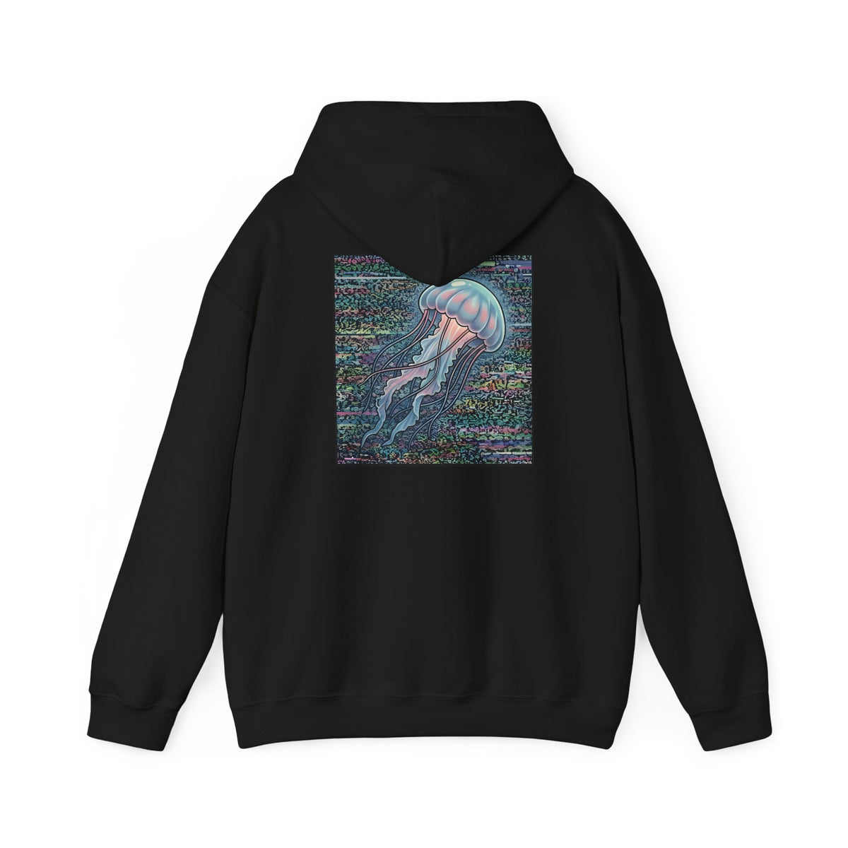 Glitched Jellyfish | Print on Back Hoodie