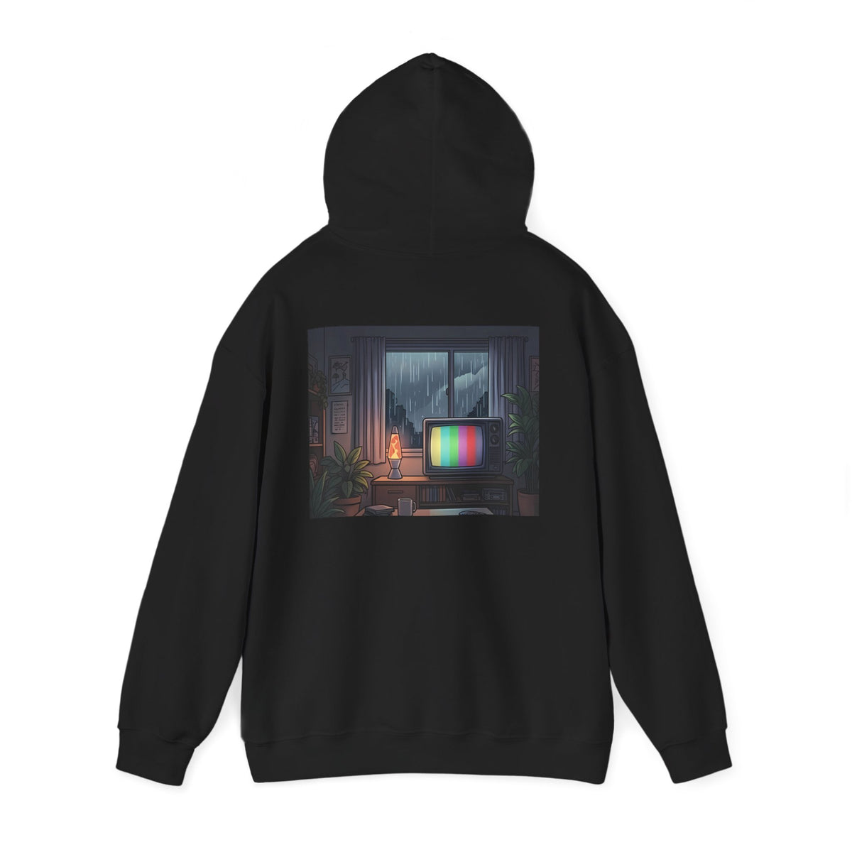 Rainy Night Broadcast | Print on Back Hoodie