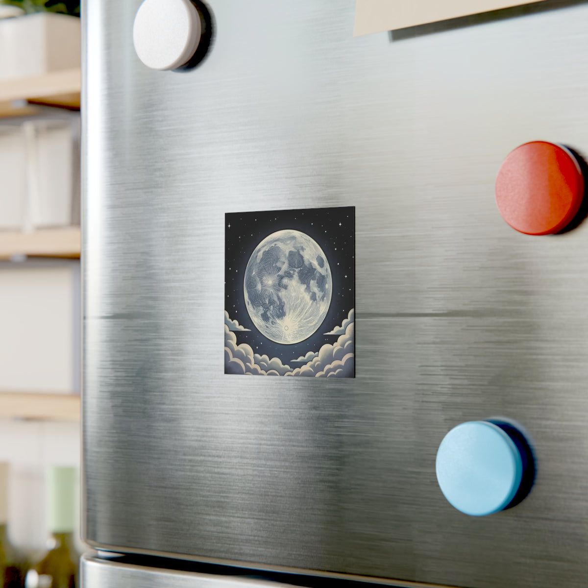 Static Moon | Square Fridge Magnet