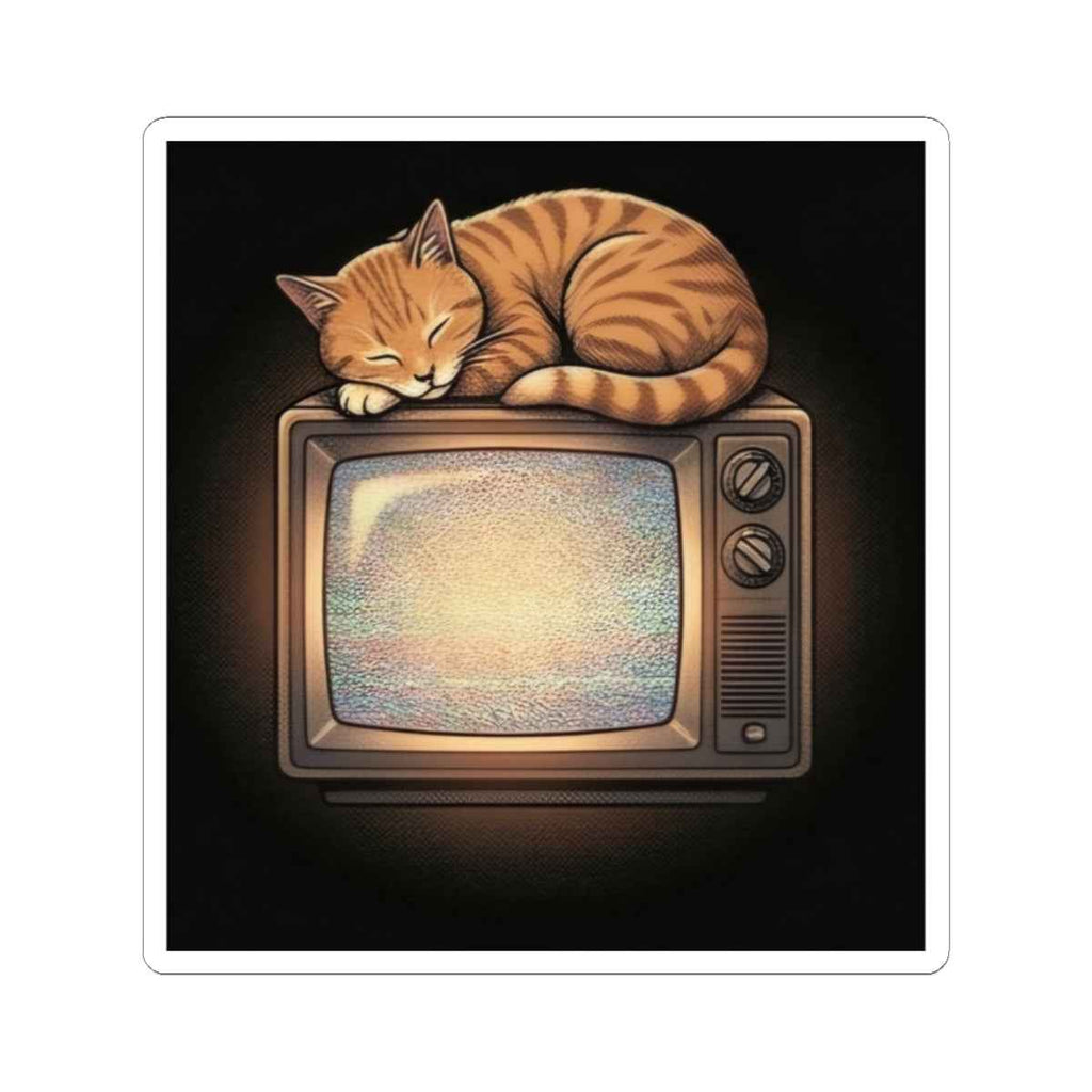 CRT TV Cat Sticker | Kiss-Cut Sticker