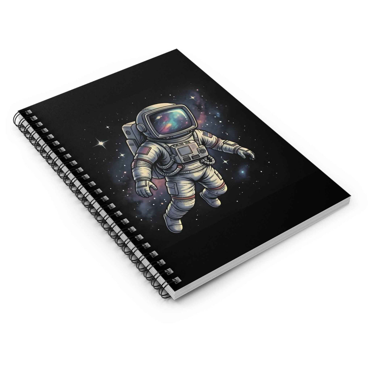 Floating Astronaut Galaxy Spiral Notebook — Ruled Space Journal