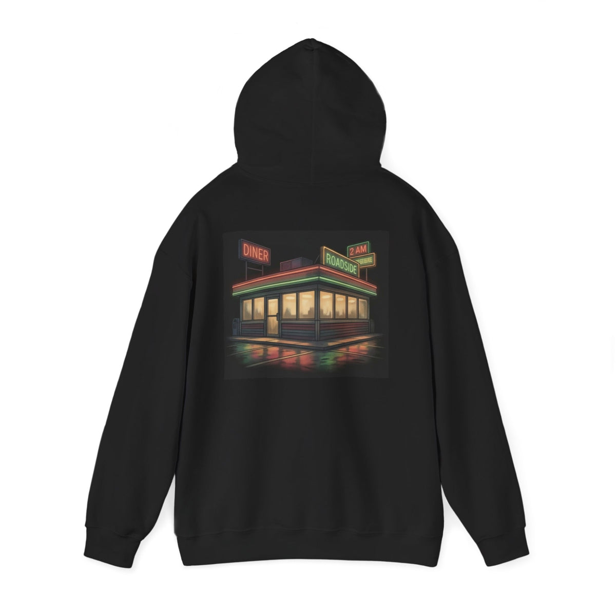 2 AM Roadside Diner | Print on Back Hoodie