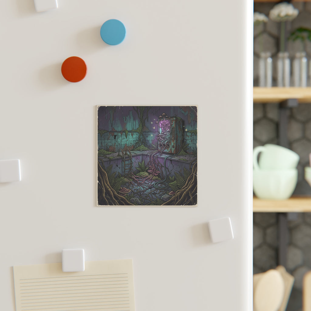 Overgrown Vending Machine | Square Fridge Magnet