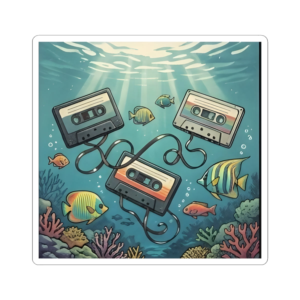 Underwater Cassette Tapes | Kiss-Cut Sticker