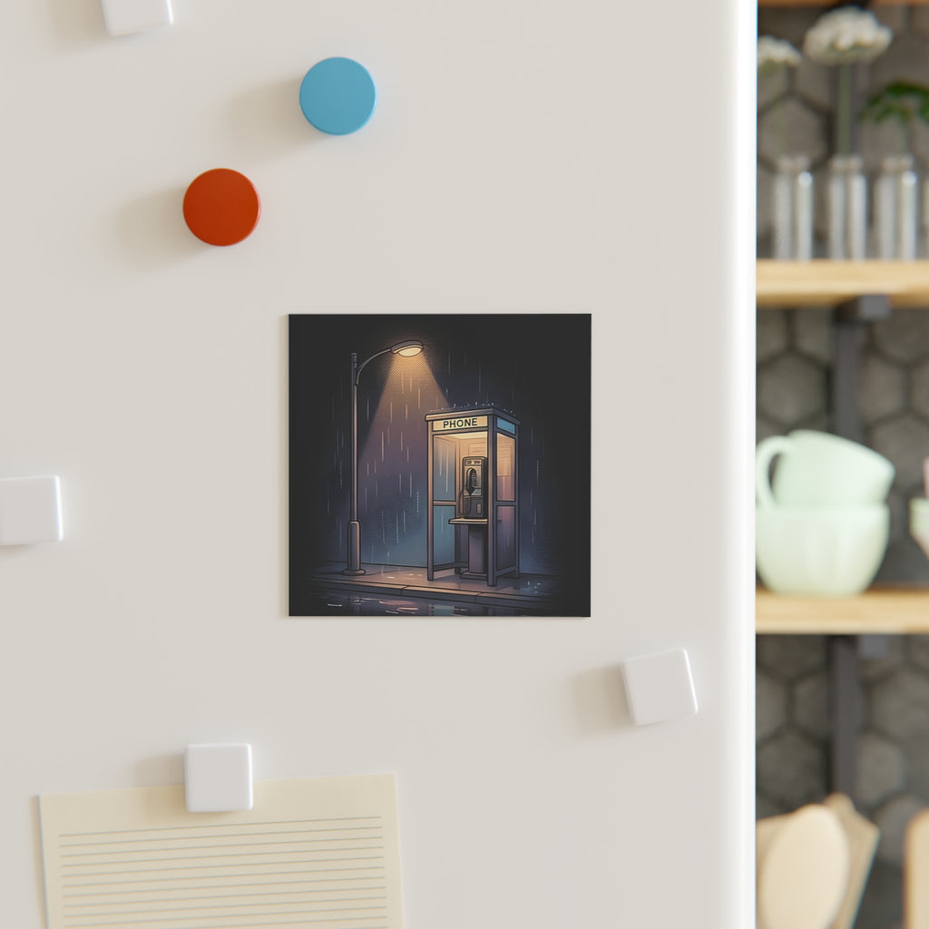 Midnight Pay Phone | Square Fridge Magnet