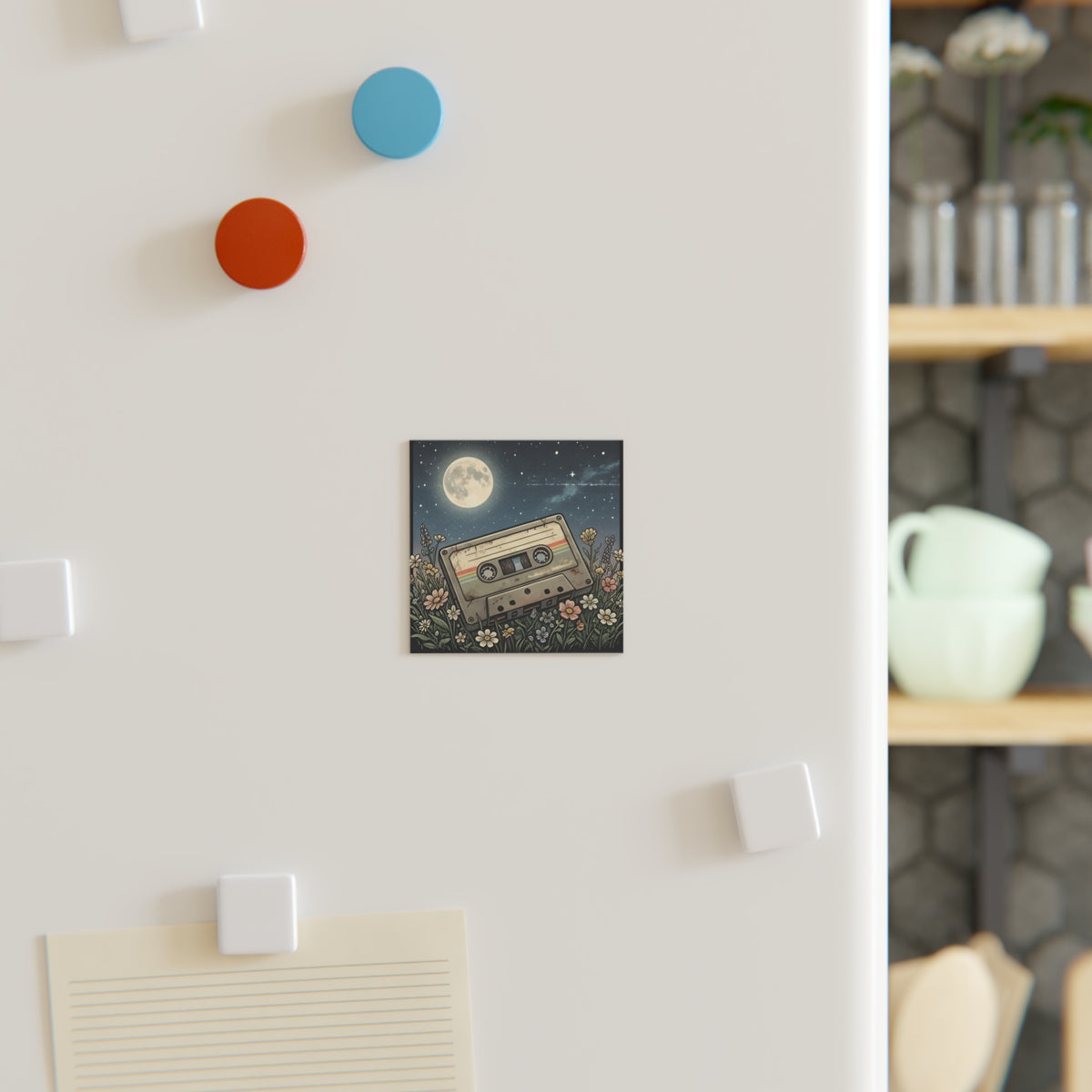 Cassette Moon | Square Fridge Magnet