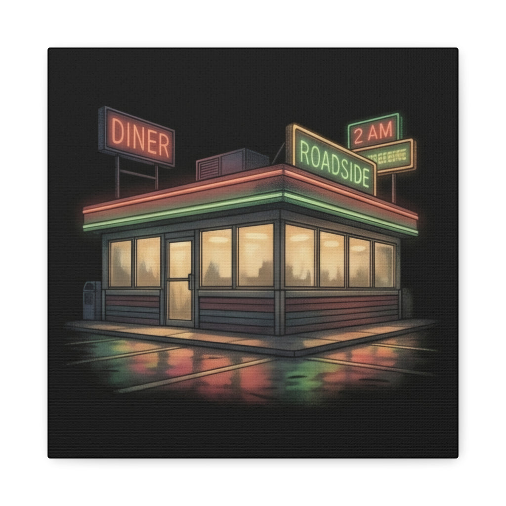 2 AM Roadside Diner | Matte Canvas