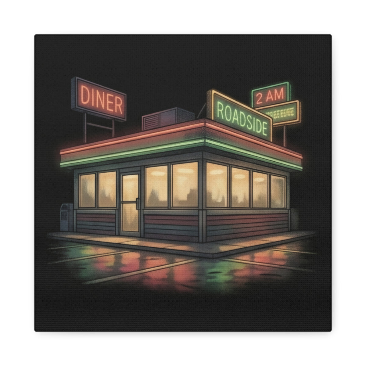 2 AM Roadside Diner | Matte Canvas
