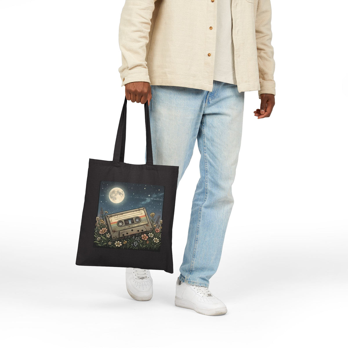 Cassette Moon | Canvas Tote Bag
