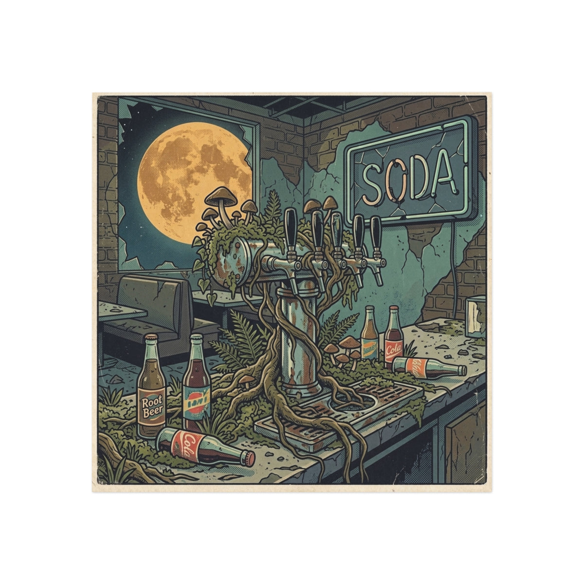 Overgrown Taproom | Square Fridge Magnet