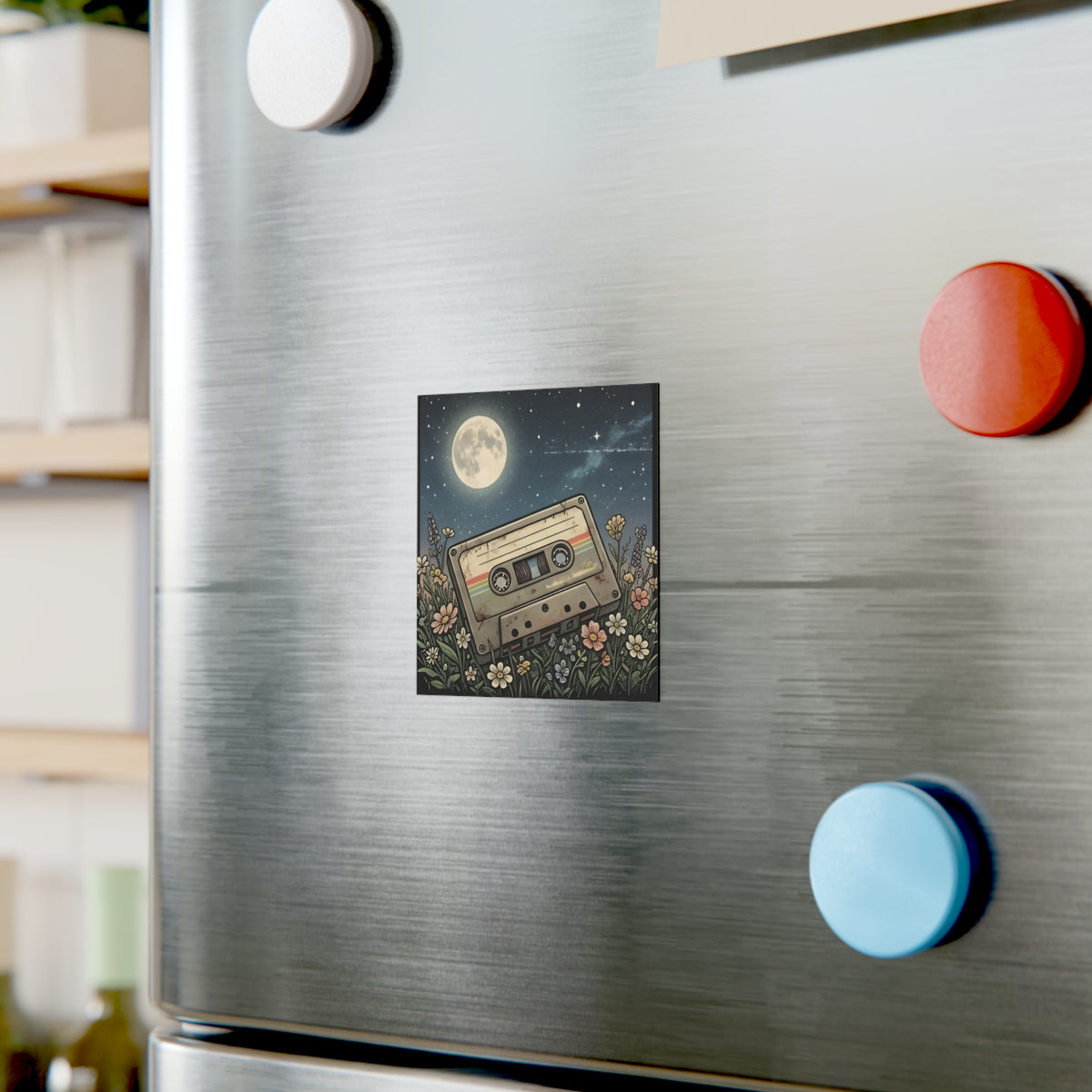 Cassette Moon | Square Fridge Magnet