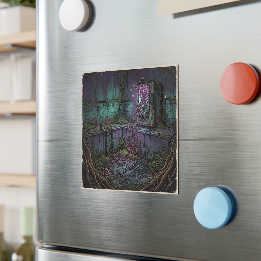 Overgrown Vending Machine | Square Fridge Magnet