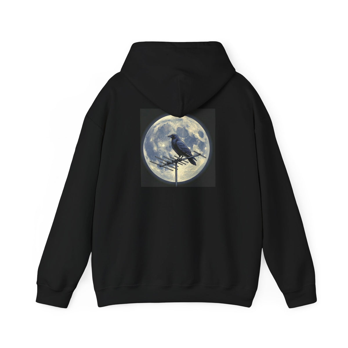 Crow on Antenna | Print on Back Hoodie