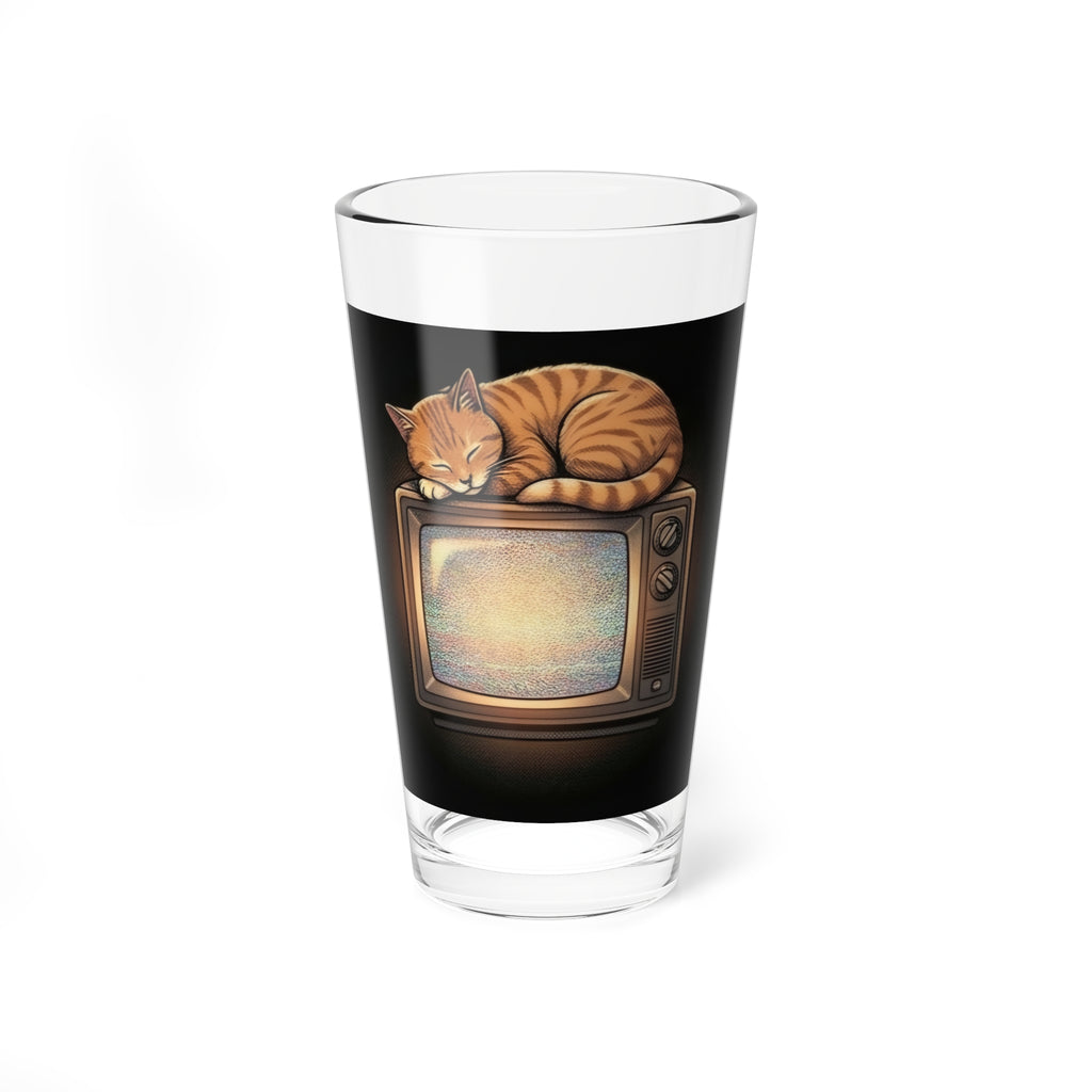 CRT TV Cat | 16 oz Glass
