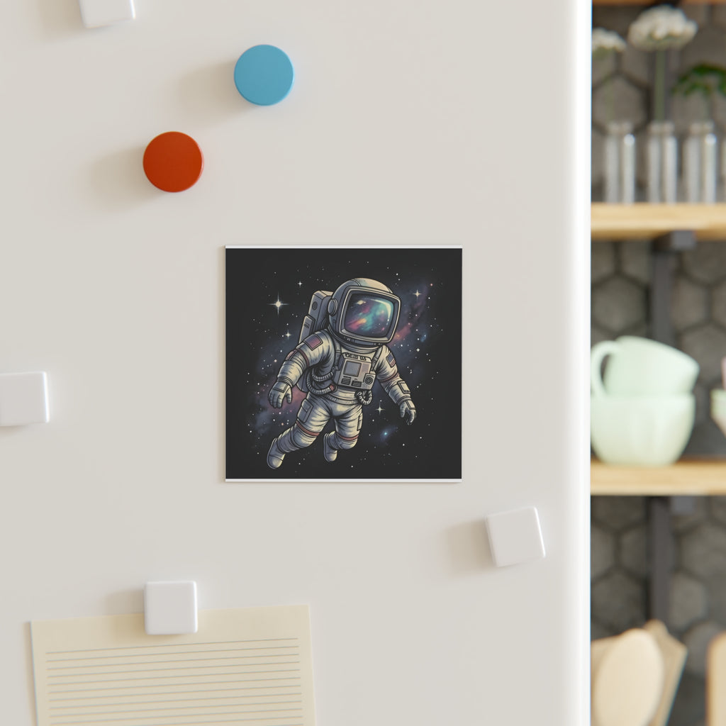 Floating Astronaut | Square Fridge Magnet
