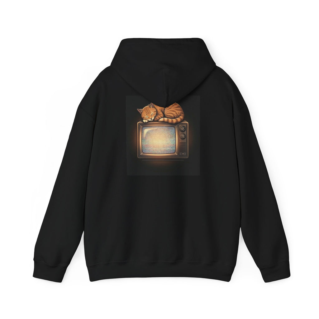CRT TV Cat | Print on Back Hoodie