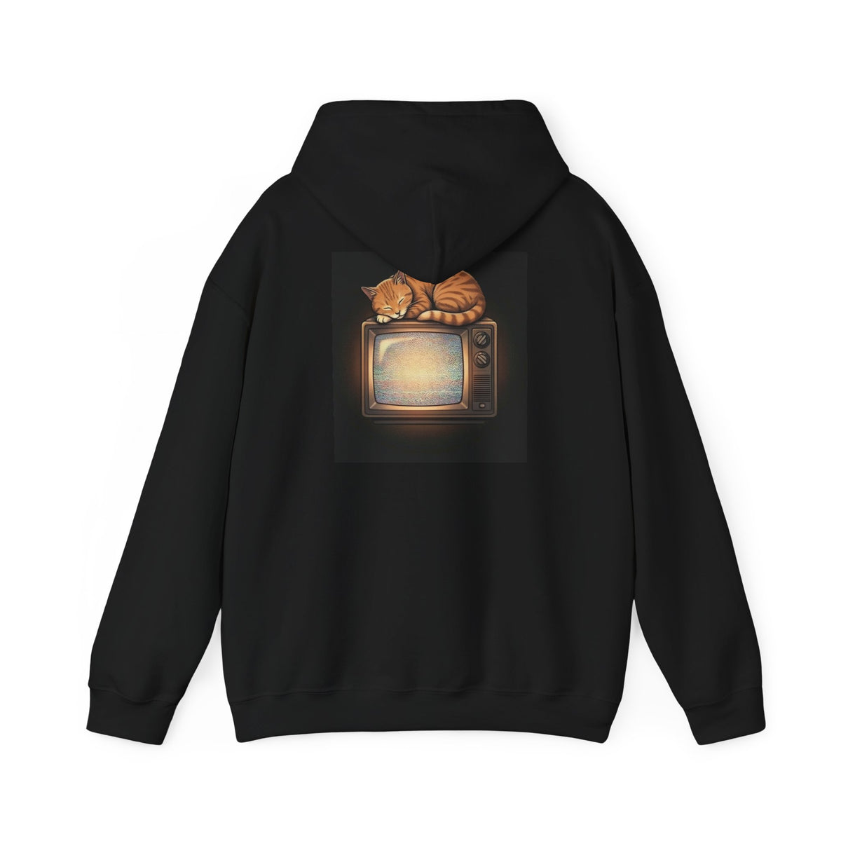 CRT TV Cat | Print on Back Hoodie