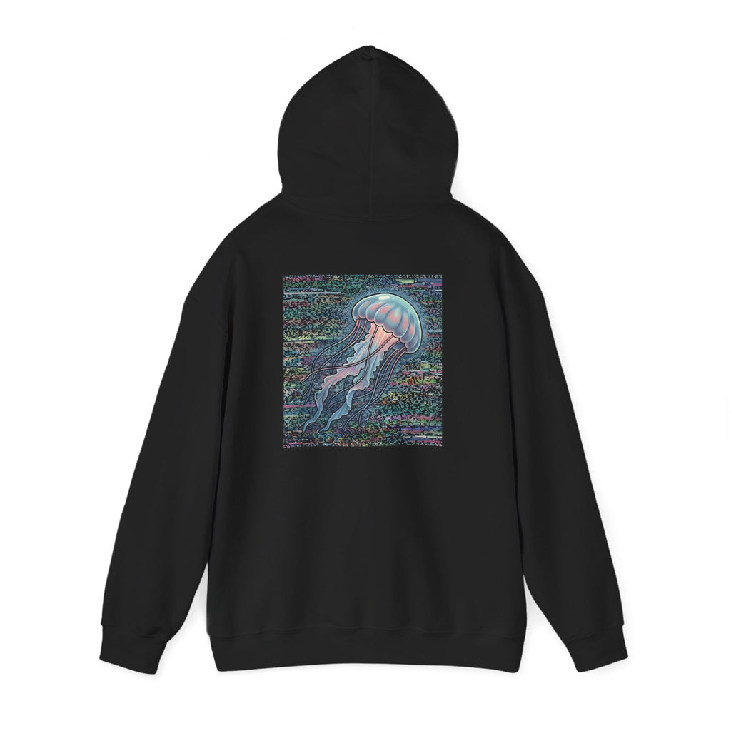 Glitched Jellyfish | Print on Back Hoodie