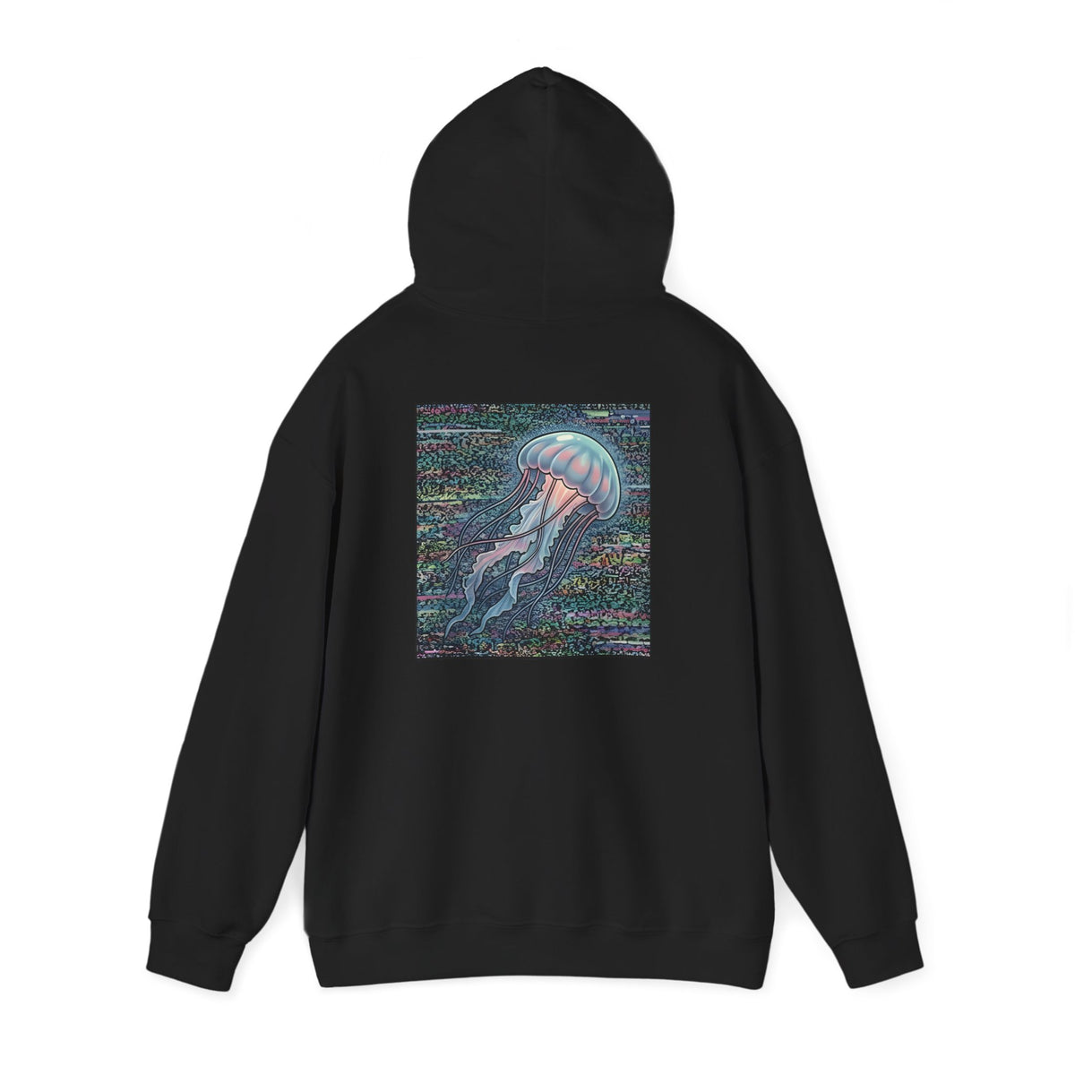 Glitched Jellyfish | Print on Back Hoodie