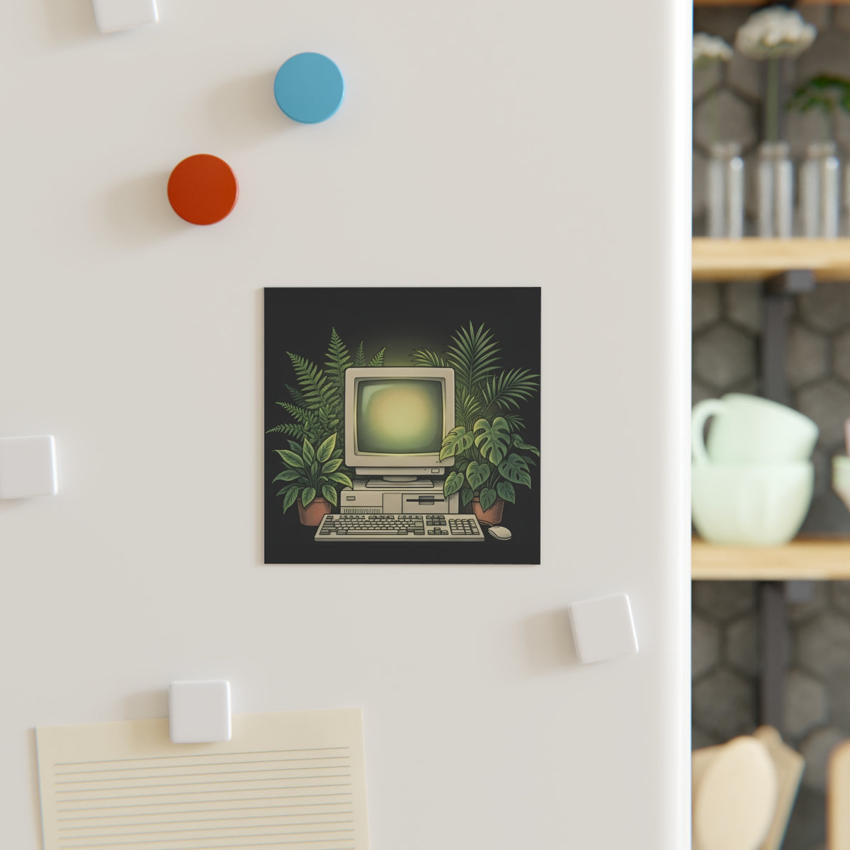 Computer Garden | Square Fridge Magnet