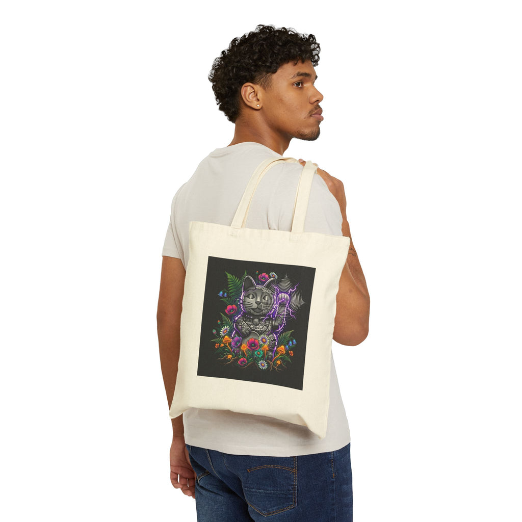 Kinetic Static Cat | Canvas Tote Bag
