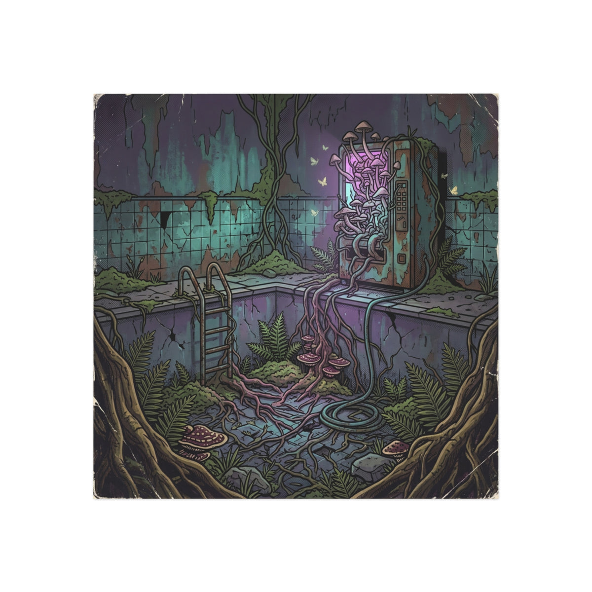 Overgrown Vending Machine | Square Fridge Magnet