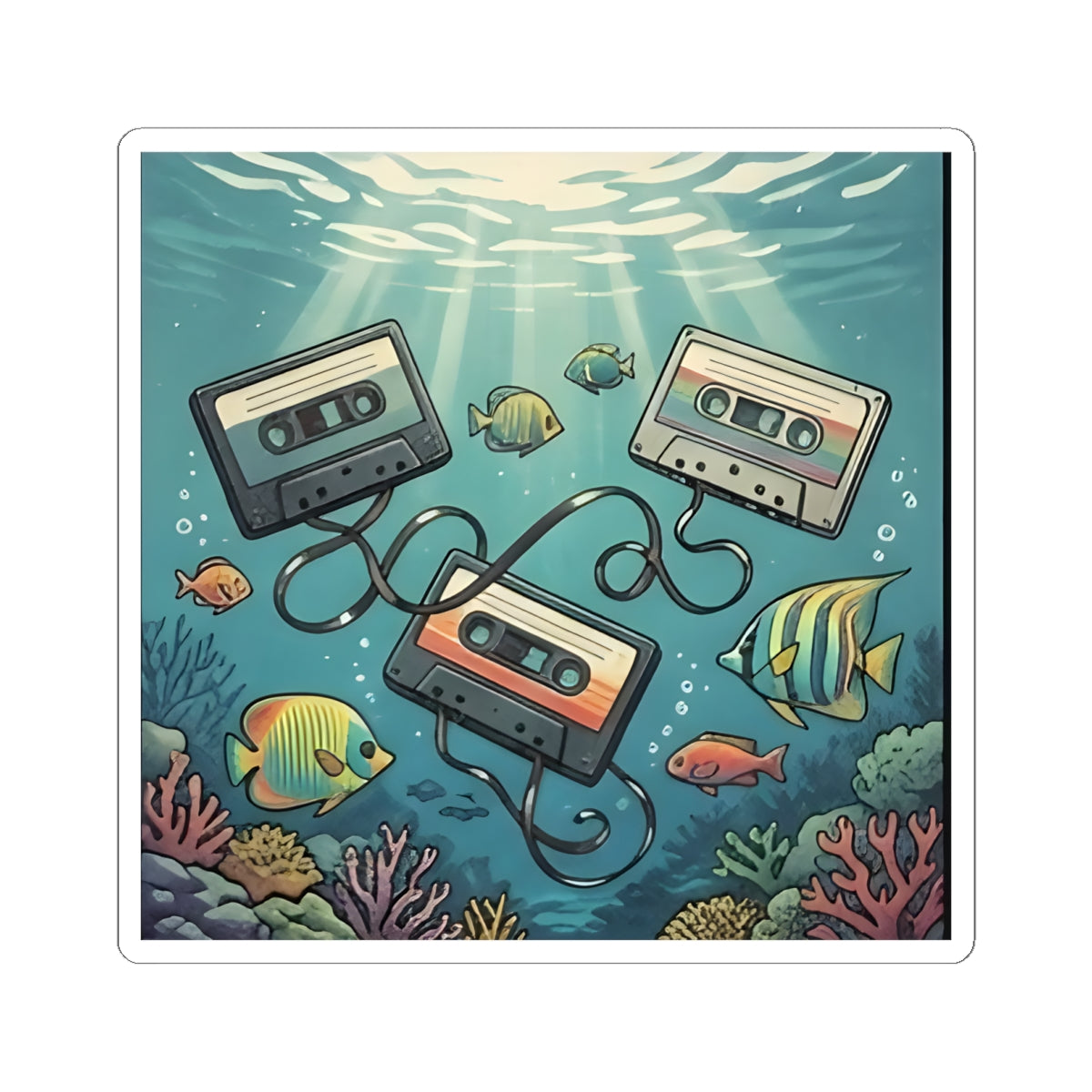 Underwater Cassette Tapes | Kiss-Cut Sticker